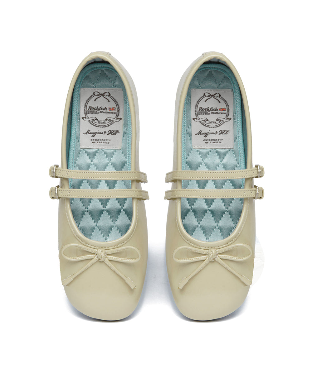 ROCKFISH WEATHERWEAR - SQUARE TOE TWO STRAP MARYJANES(ENAMEL) BUTTER