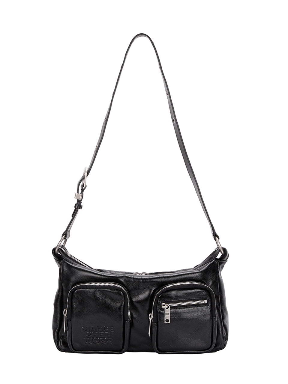 MARGESHERWOOD - OUTPOCKET HOBO_black glossy plain