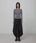 FLAREUP - Asymmetrical Draped Layered Long Skirt / Black