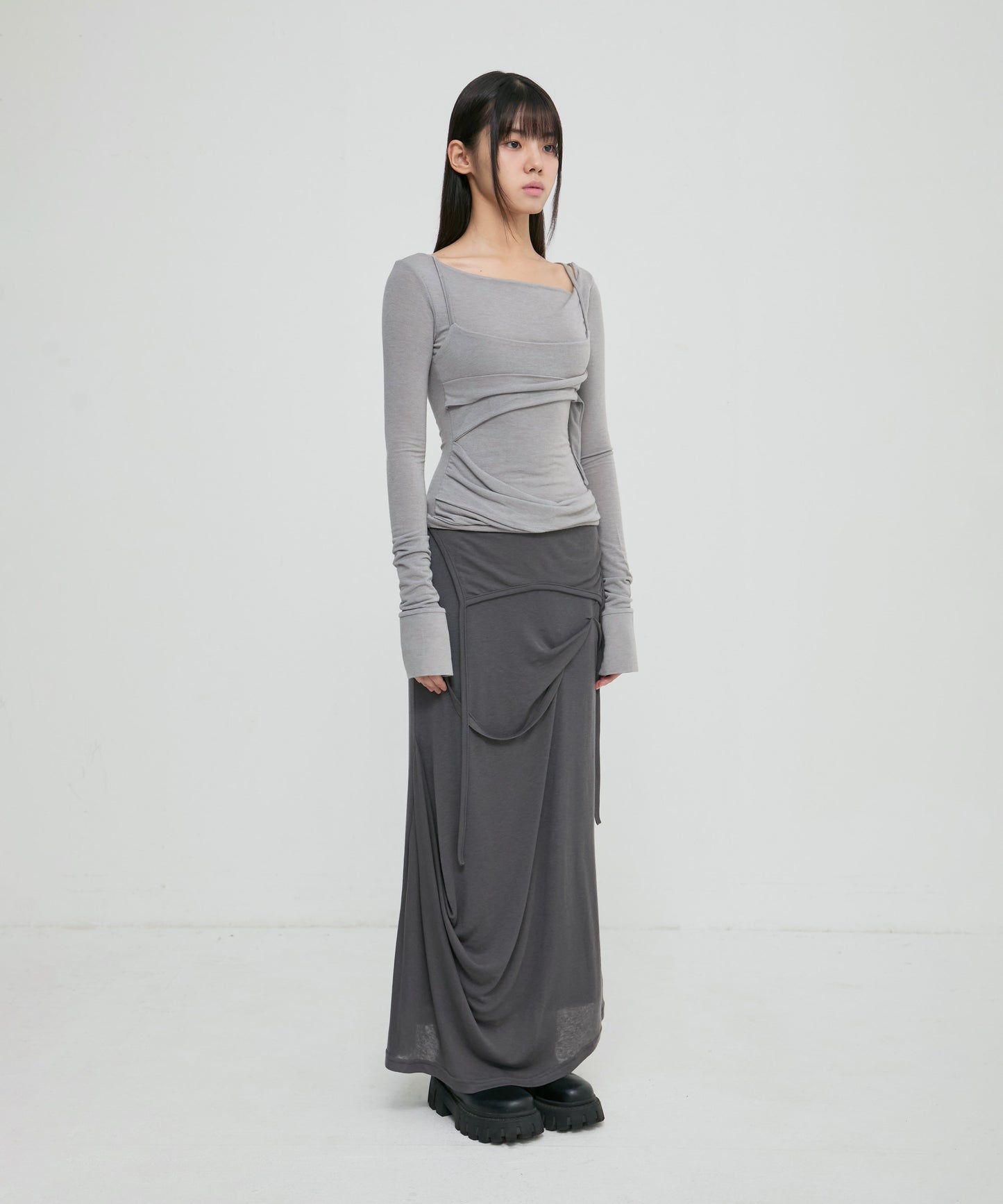 FLAREUP - Layered Bustier Long Sleeve / Gray