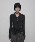 FLAREUP - Asymmetrical Draped Shirt / Black