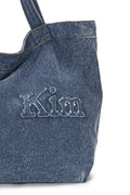 MATIN KIM - LOGO WASHED DENIM TOTE BAG IN BLUE (DISPATCH IN 48HRS)