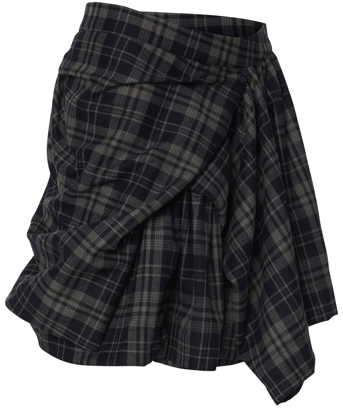 FLAREUP - Asymmetrical Draped Layered Skirt / Checkered