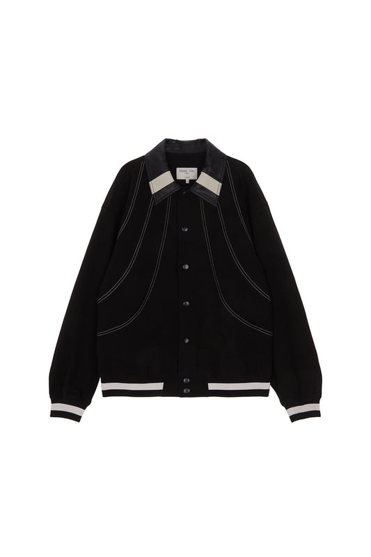 MATIN KIM -  STITCH VARSITY JUMPER IN BLACK