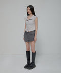 FLAREUP -  Asymmetrical Layered Mini Skirt  / Gray