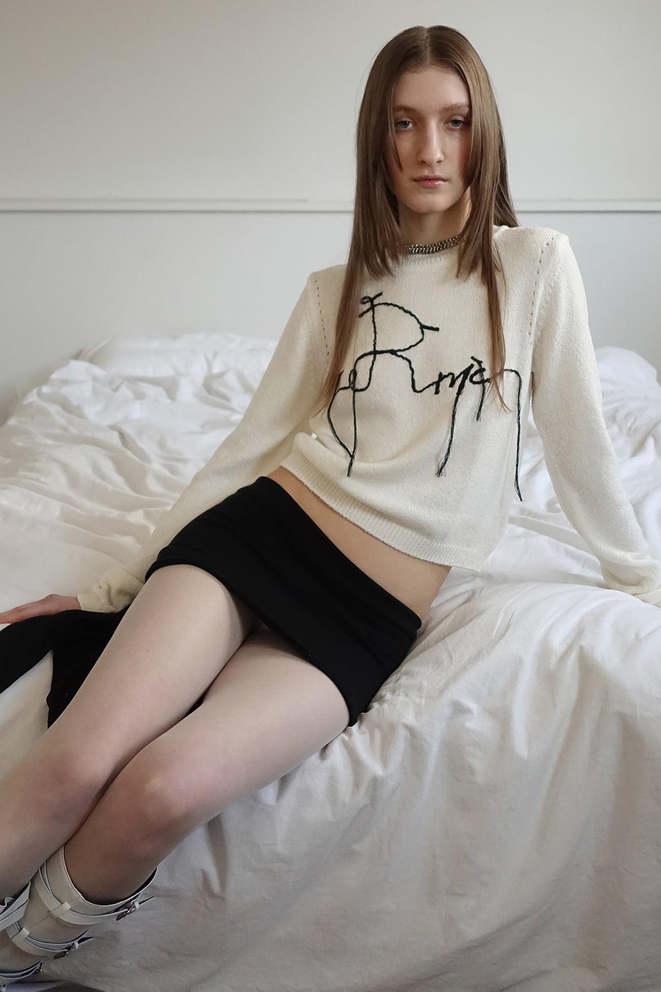 CERRIC -  DROP EMBROIDERY KNITWEAR / IVORY