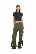 CERRIC -  DOUBLE TIE UP COTTON PANTS / KHAKI