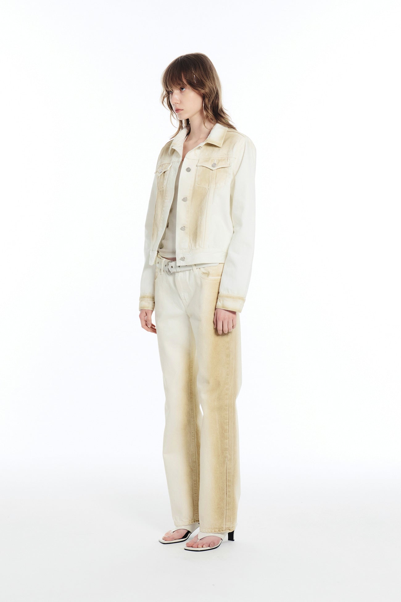 CERRIC -  BRUSH DYEING DENIM PANTS / IVORY