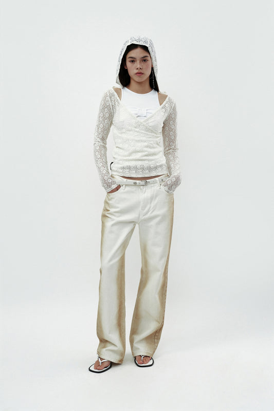 CERRIC -  BRUSH DYEING DENIM PANTS / IVORY