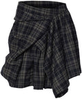 FLAREUP - Asymmetrical Draped Layered Skirt / Checkered