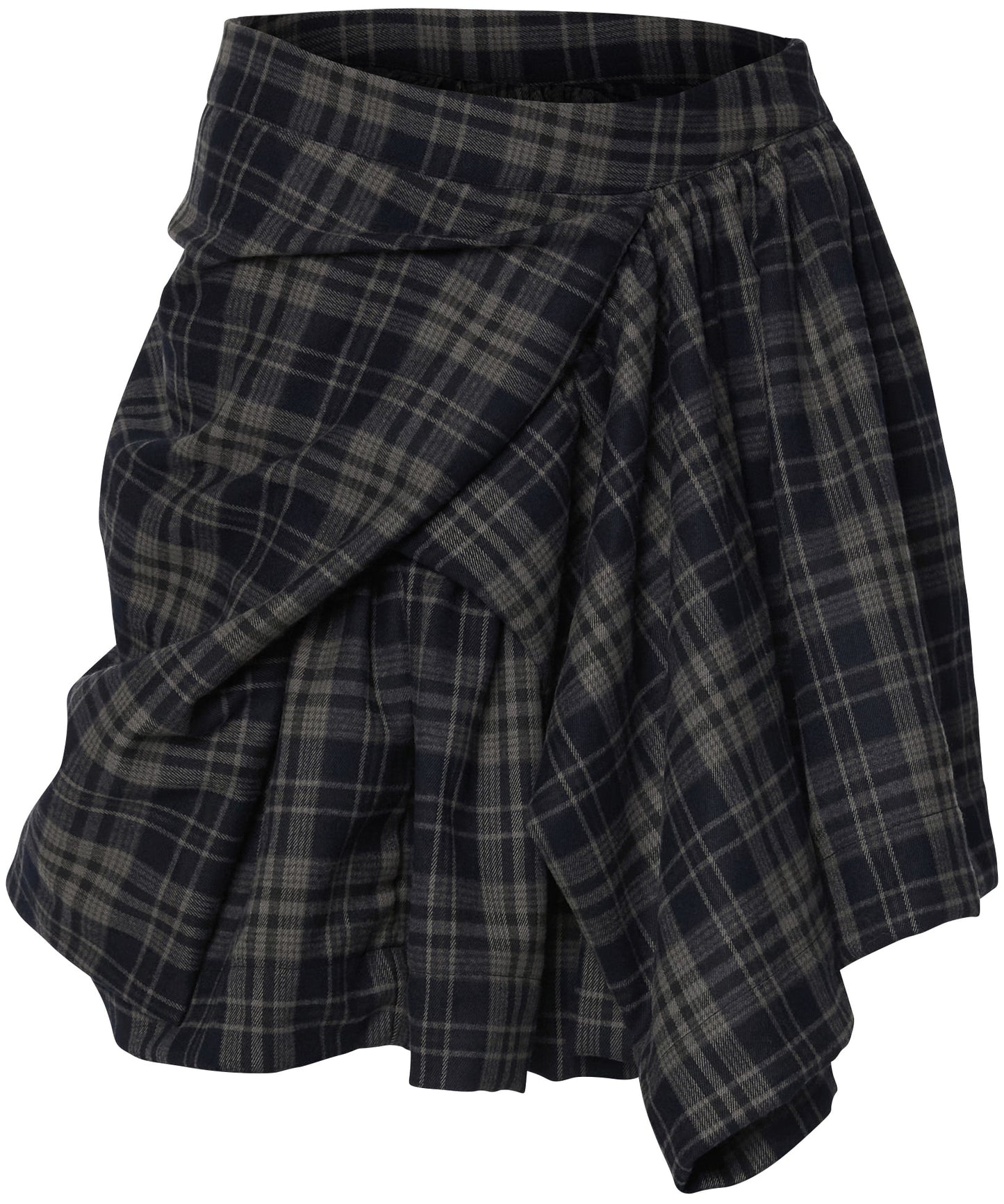 FLAREUP - Asymmetrical Draped Layered Skirt / Checkered