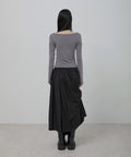 FLAREUP - Asymmetrical Draped Layered Long Skirt / Black