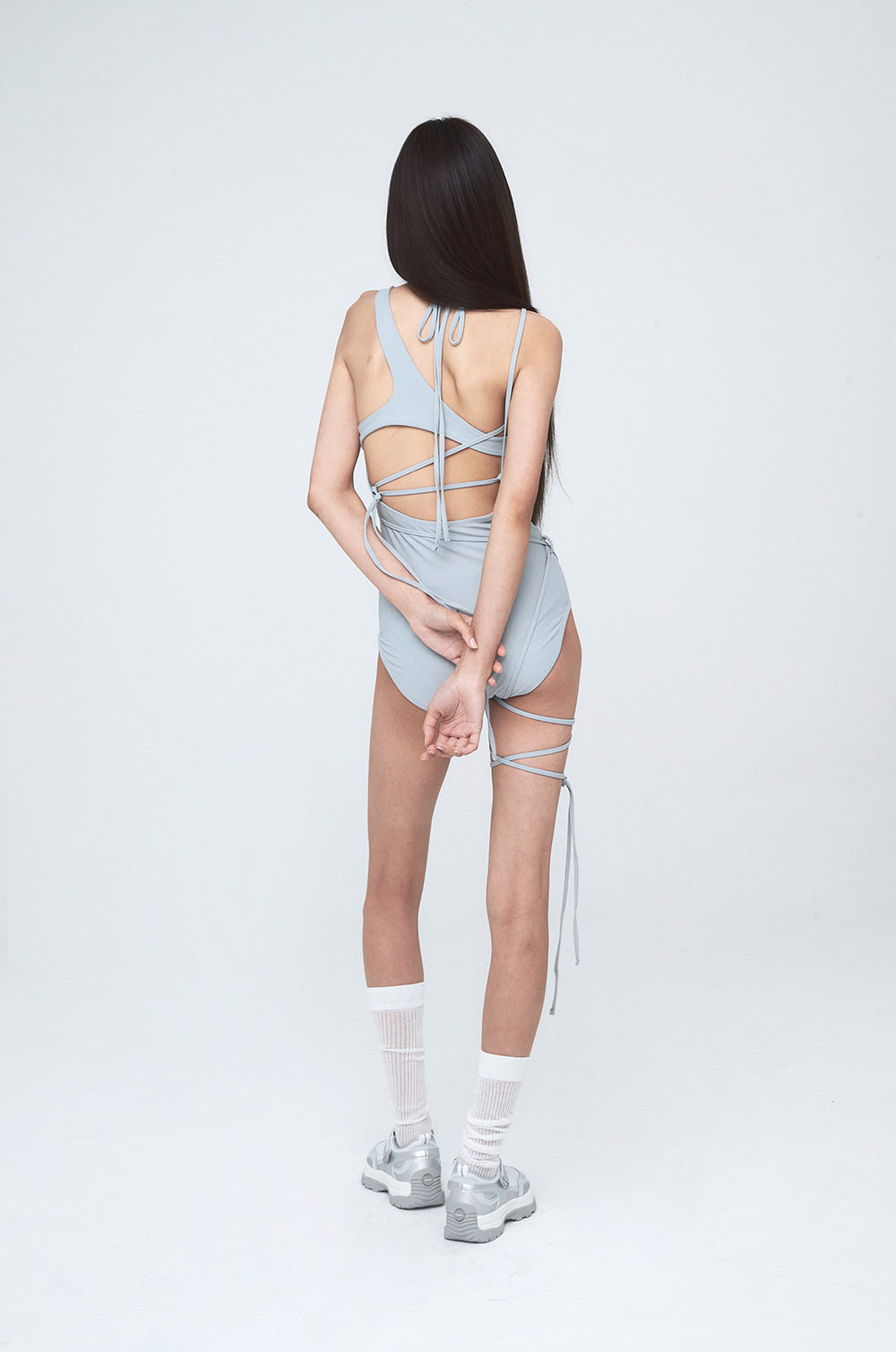 NACHE- MULTIWAY STRAP SWIM SUIT LIGHT GRAY