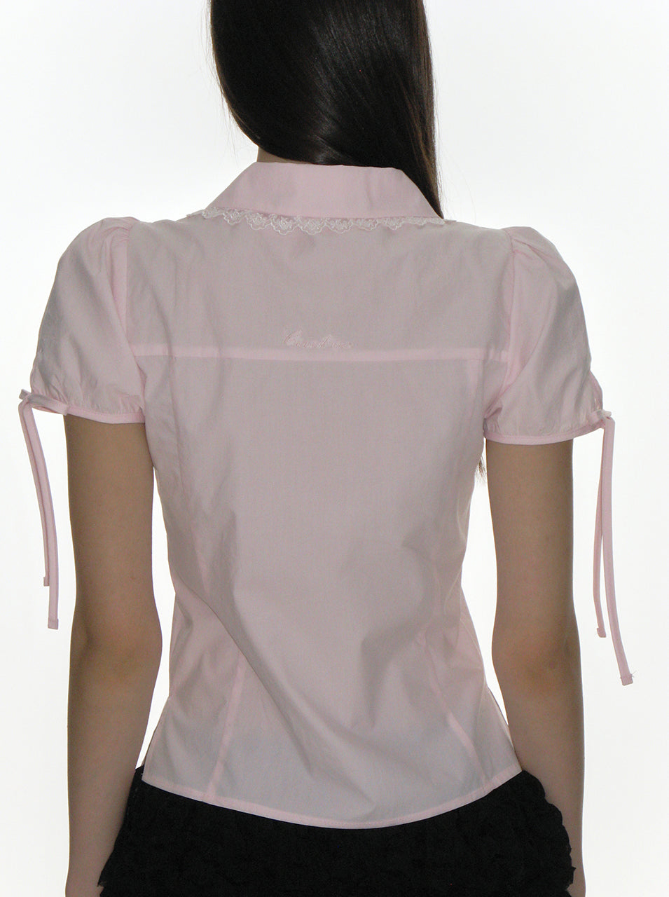 CRANK -  PINTUCK LACE COLLAR BLOUSE_PINK