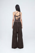 NACHE- CONSTRICT HOLE WIDE PANTS (UNISEX) DARK BROWN