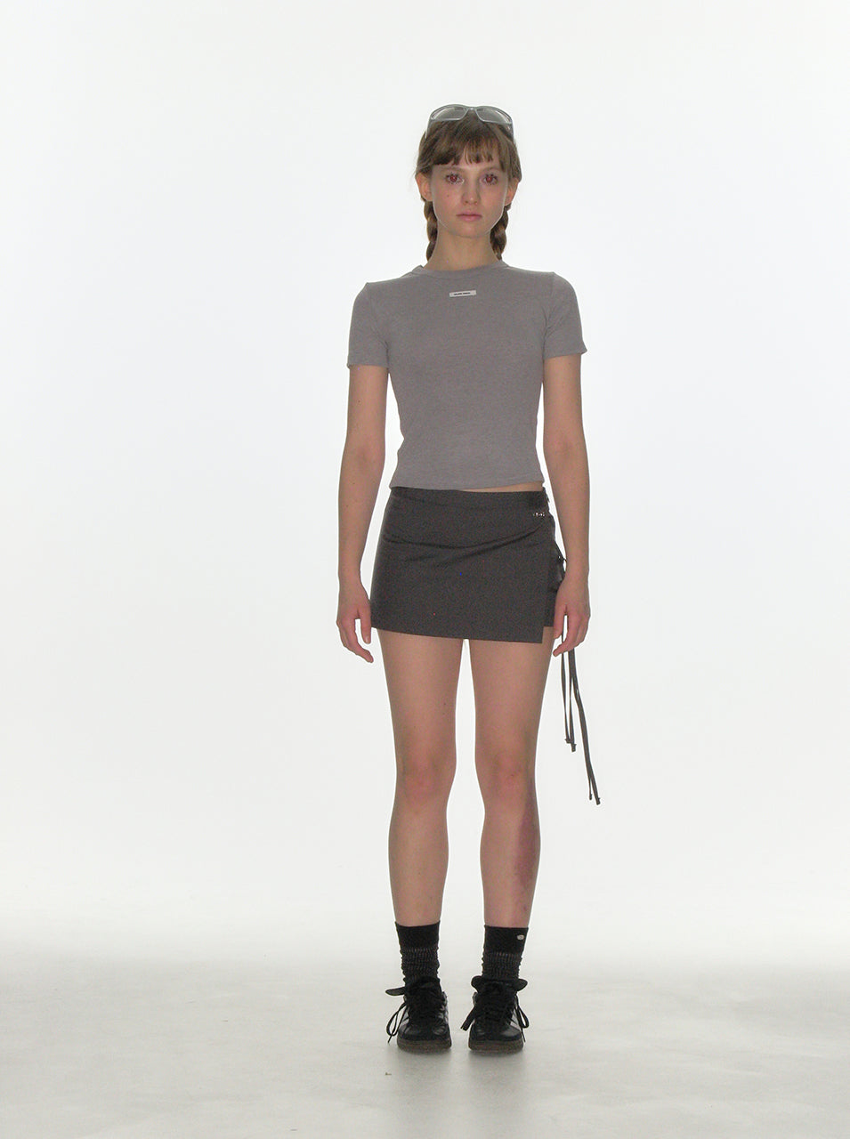 CRANK -  CREW NECK BASIC TOP_MELANGE GREY