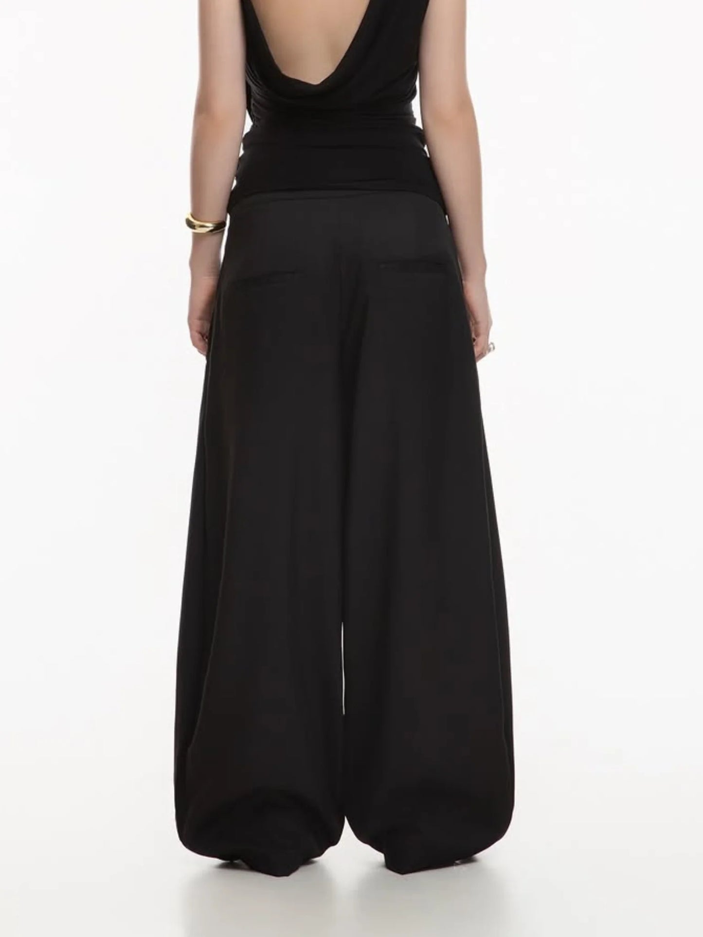 MELANCHOLY - Lunar Pleated Wide Pants / Black