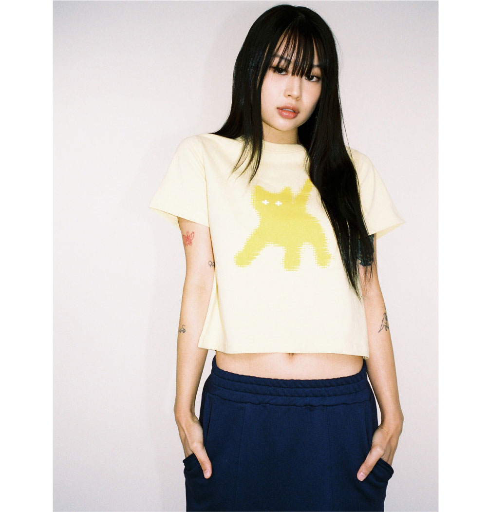 AEAE -  FLASHED CATS EYE CROP T-SHIRTS [YELLOW]