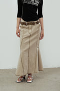 CERRIC -  DENIM SCOTCH SKIRT / BEIGE