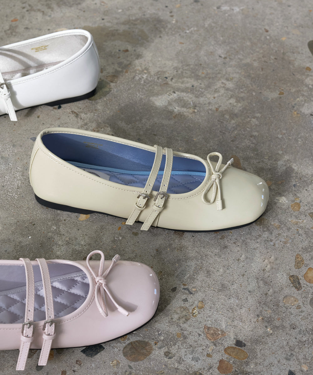 ROCKFISH WEATHERWEAR - SQUARE TOE TWO STRAP MARYJANES(ENAMEL) BUTTER
