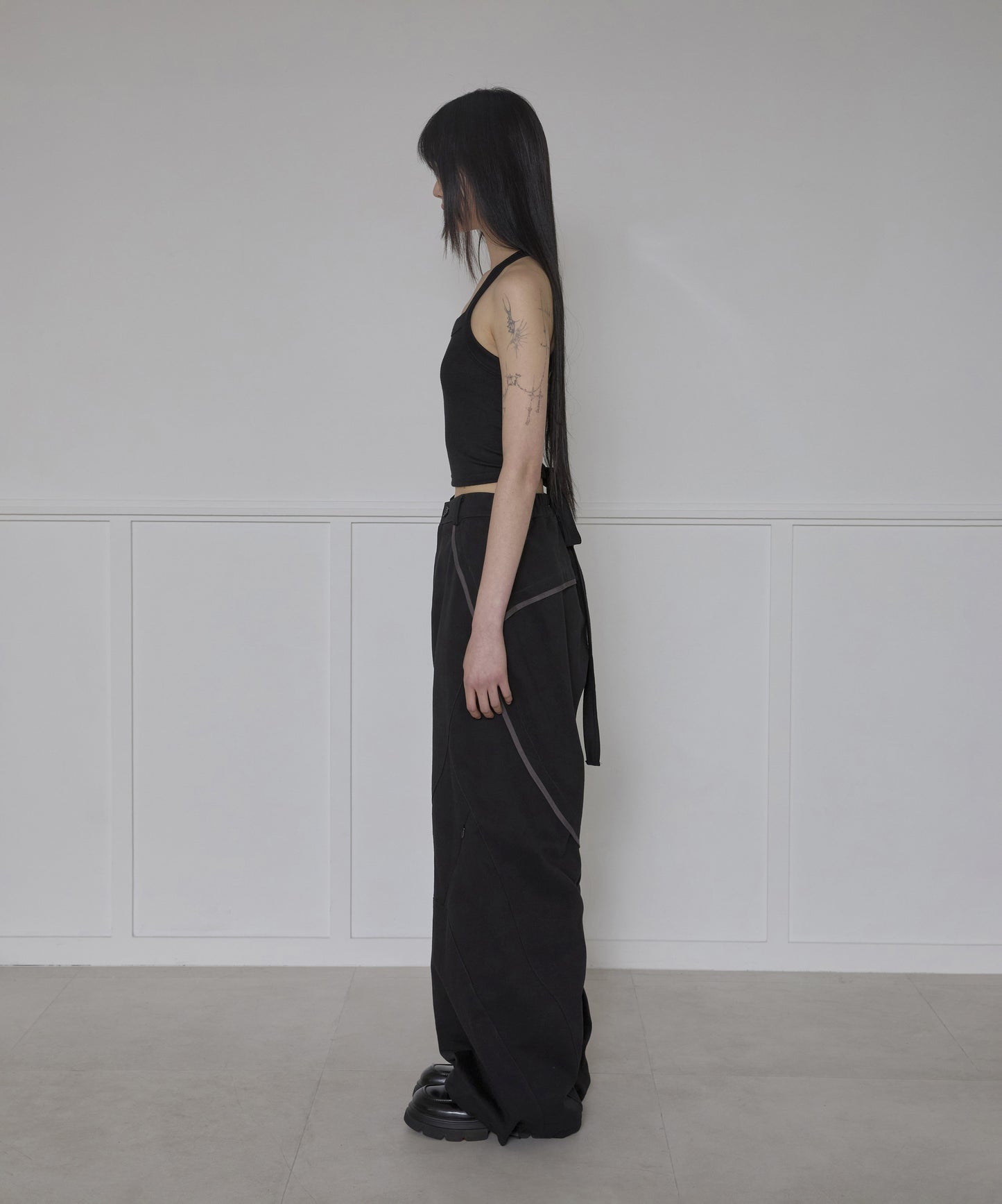 FLAREUP - Asymmetrical Wide Pants / Black