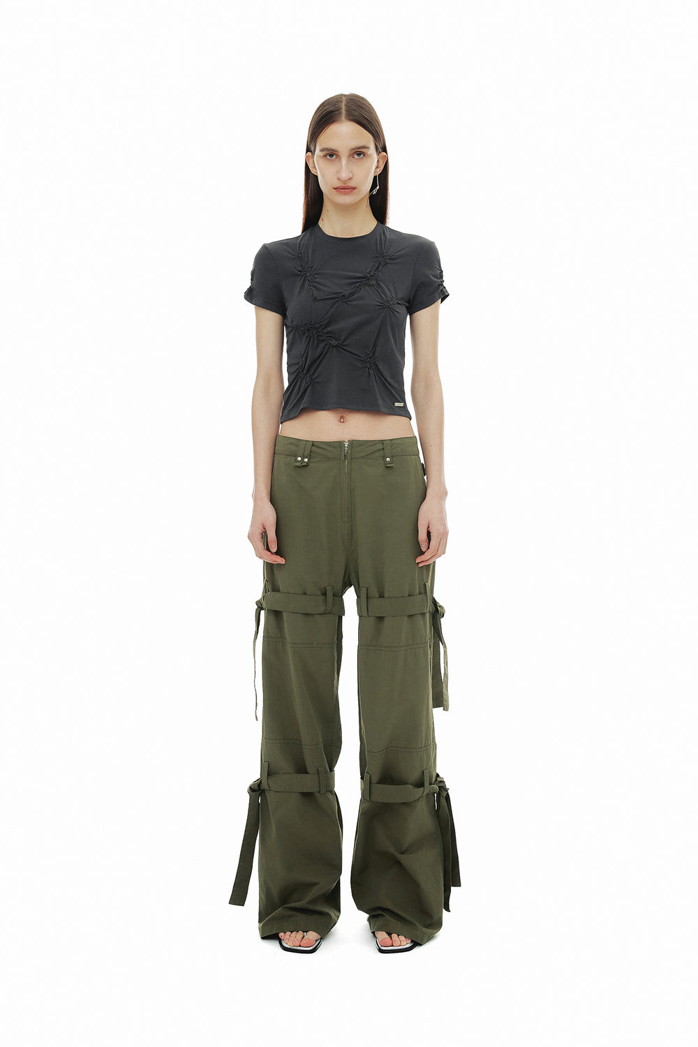 CERRIC -  DOUBLE TIE UP COTTON PANTS / KHAKI