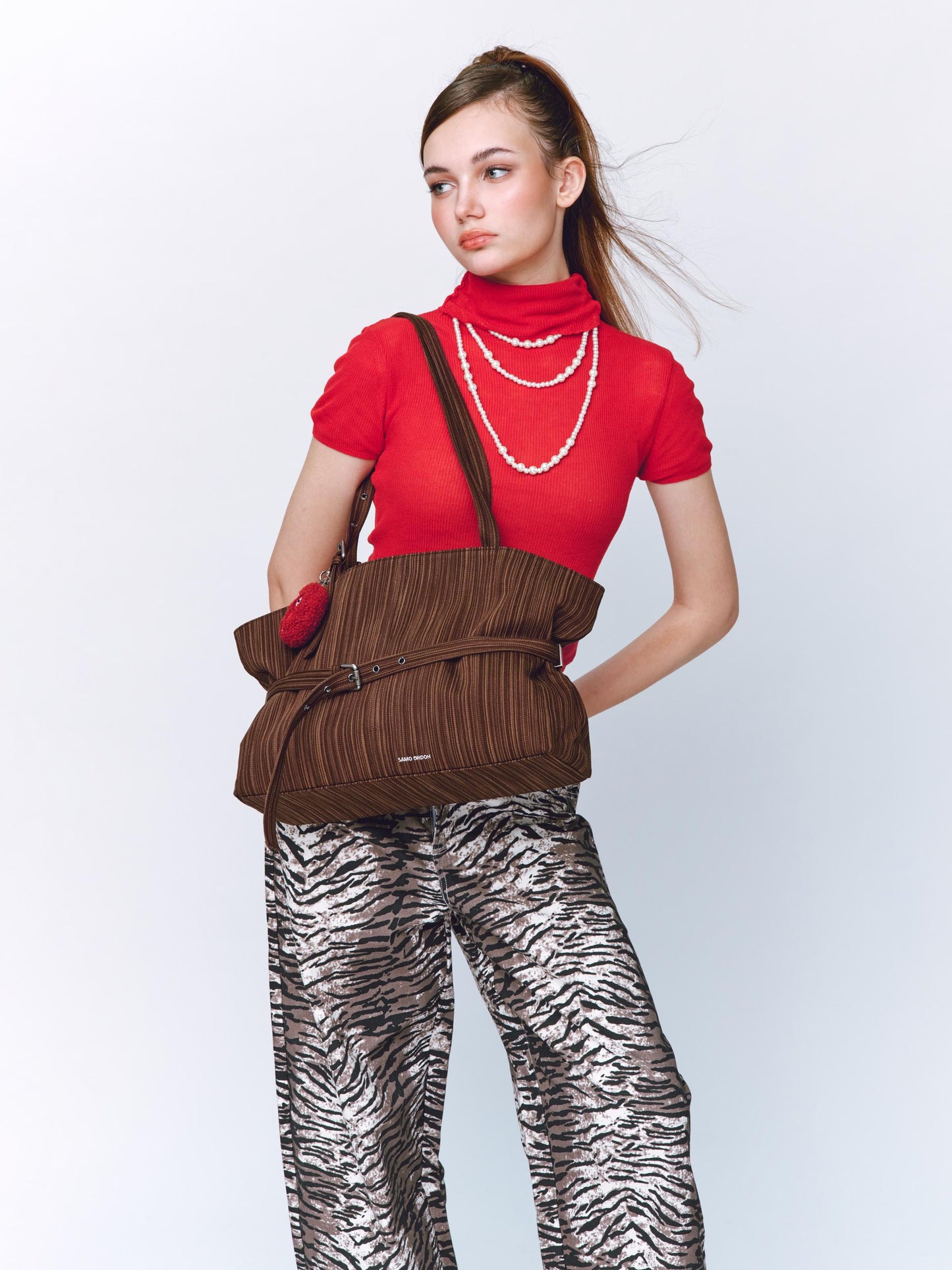 SAMO ONDOH - le belt bag L stripe brown