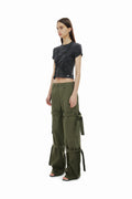 CERRIC -  DOUBLE TIE UP COTTON PANTS / KHAKI