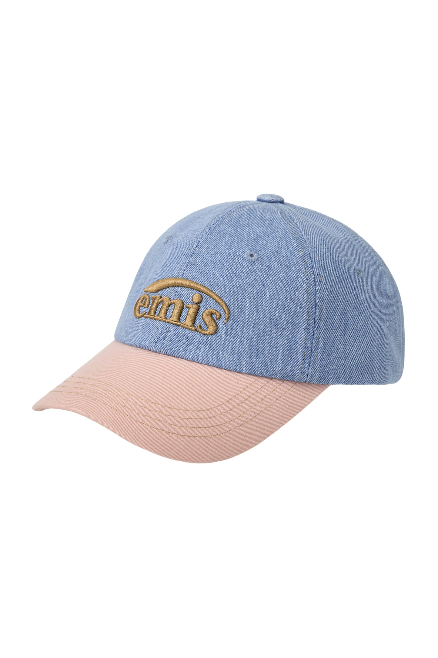 EMIS - WASHED DENIM BALL CAP-LIGHT BLUE DENIM/PINK