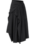 FLAREUP - Asymmetrical Draped Layered Long Skirt / Black