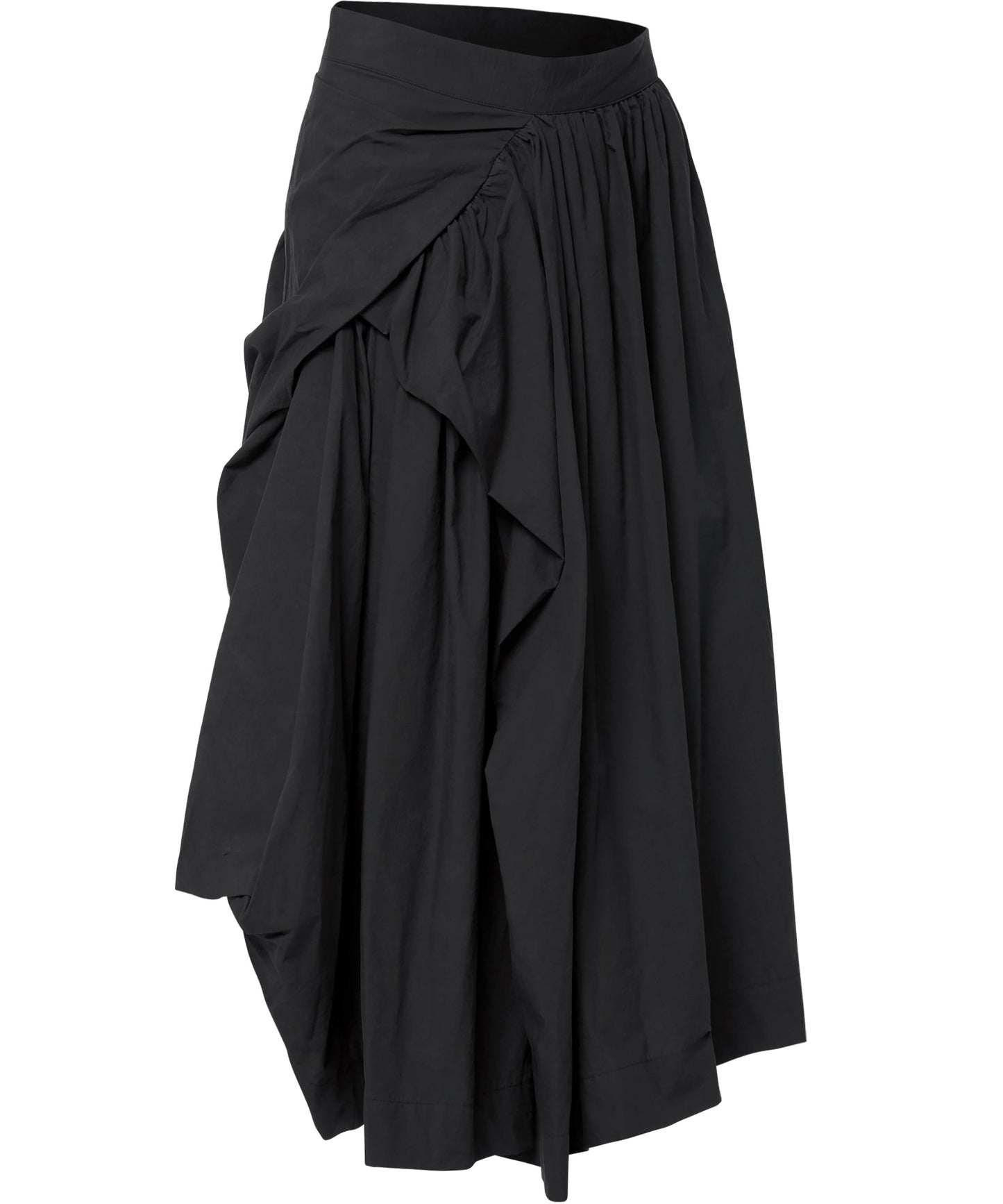 FLAREUP - Asymmetrical Draped Layered Long Skirt / Black