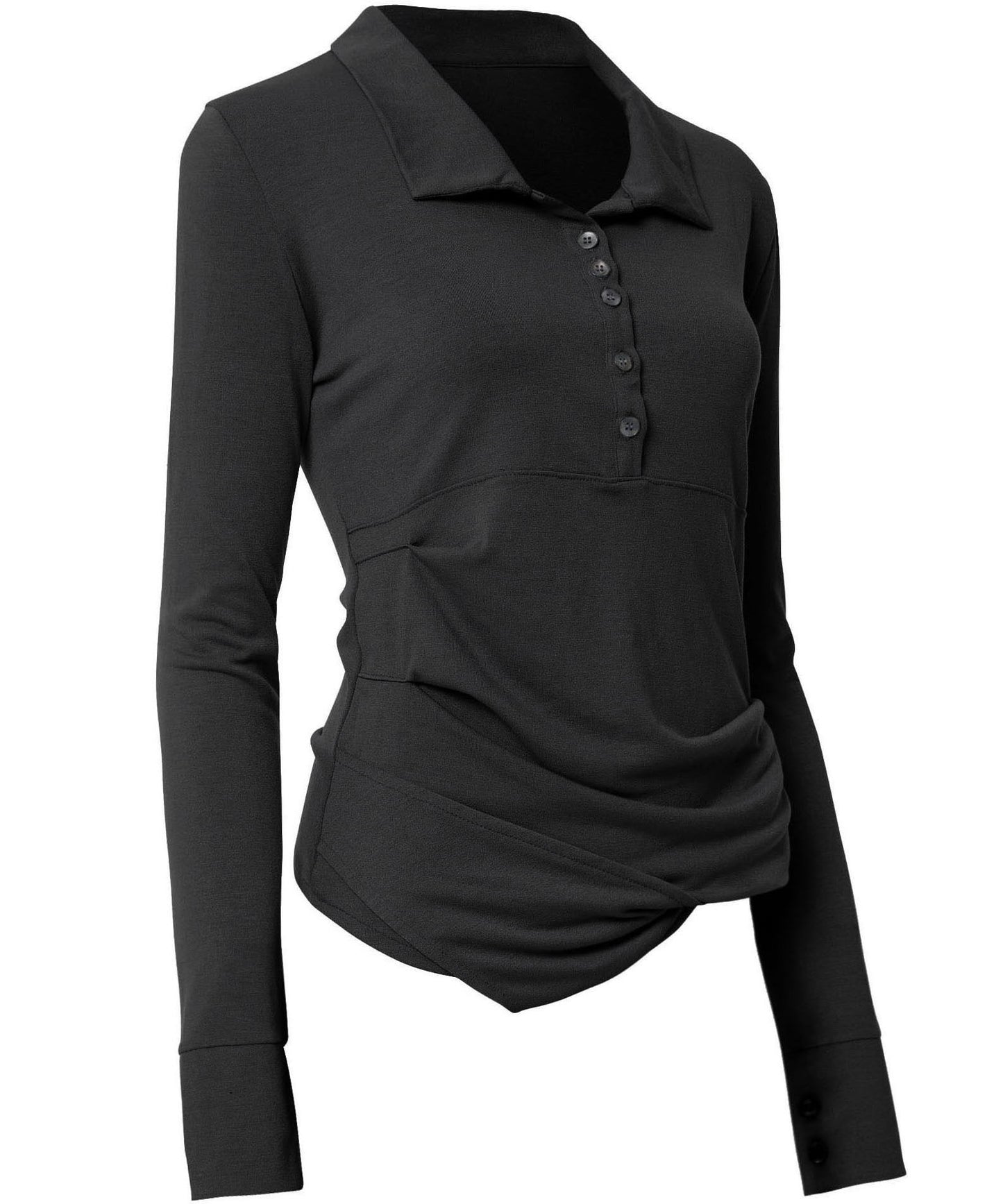 FLAREUP - Asymmetrical Draped Shirt / Black