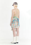 OPEN YY -  FADED CHECK SHIRT SKIRT, BLUE