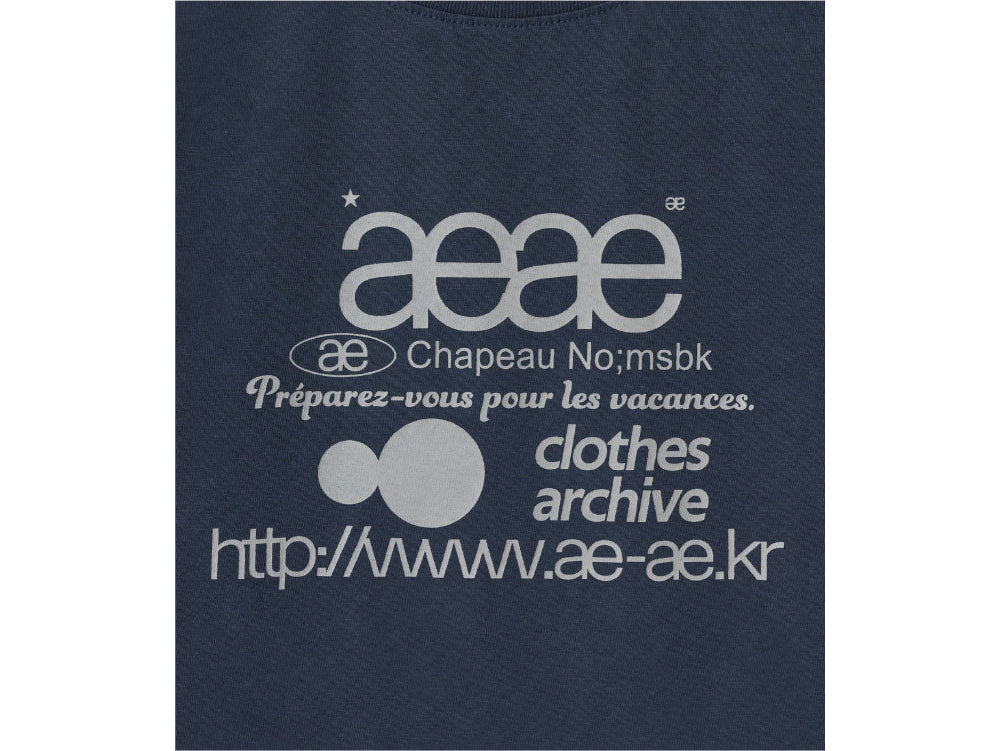 AEAE -  WEB LOGO CROP T-SHIRTS [NAVY]