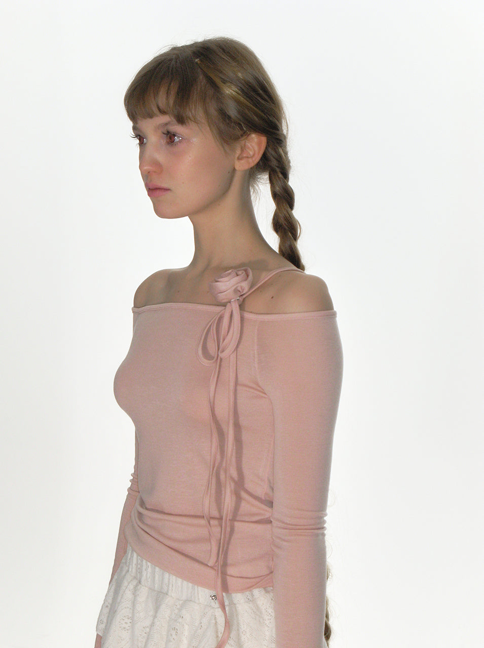 CRANK -  ROSE STRING OFF SHOULDER TOP_PINK