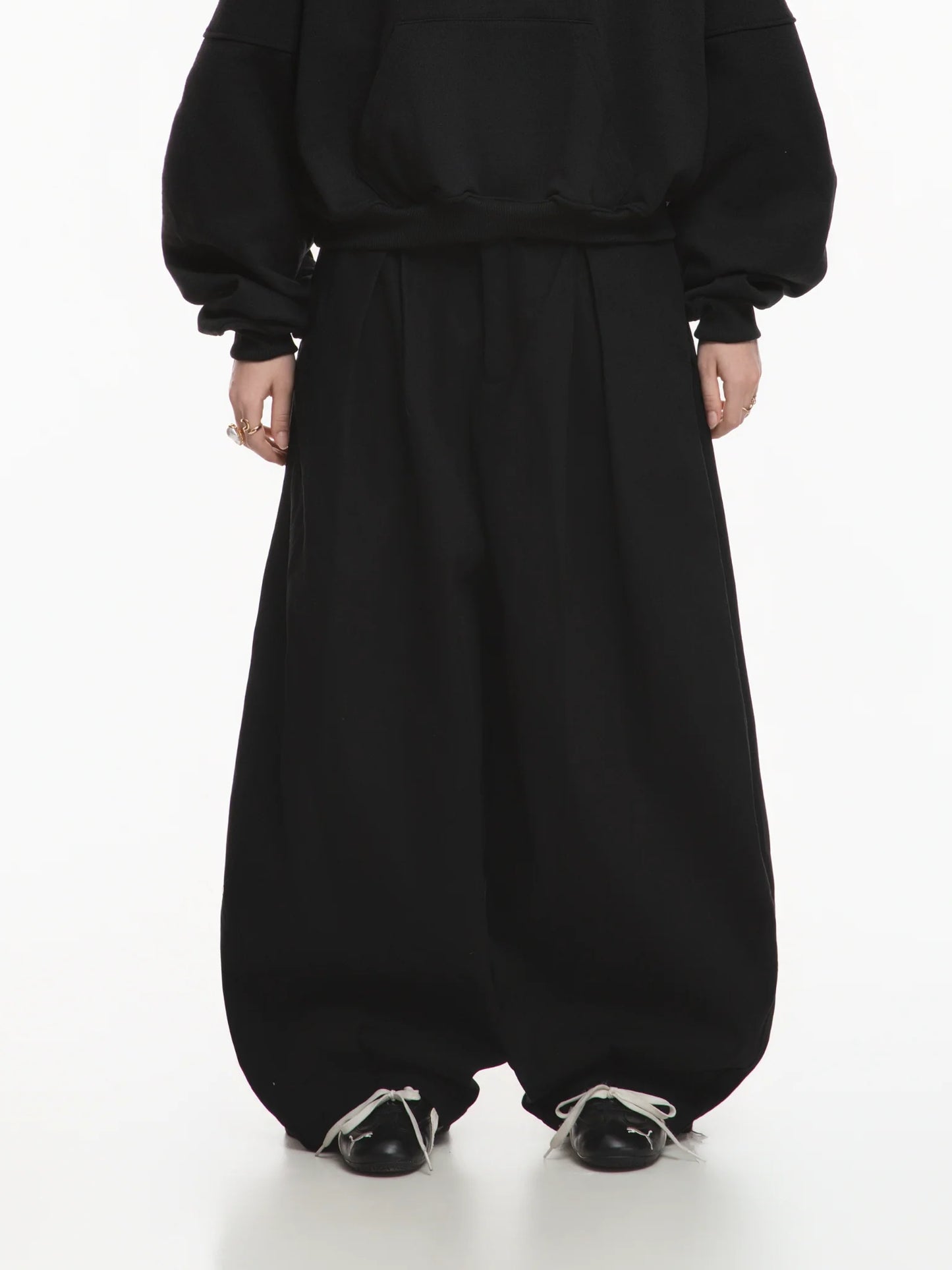MELANCHOLY - Nightfall Wide Leg Khaki Pants / Black