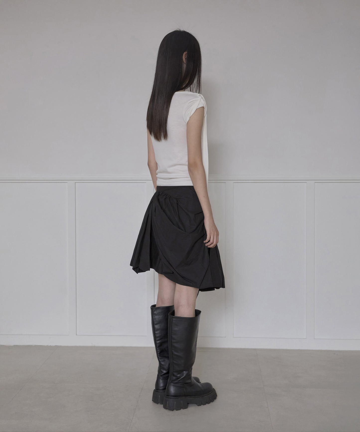 FLAREUP - Asymmetrical Draped Layered Skirt / Black