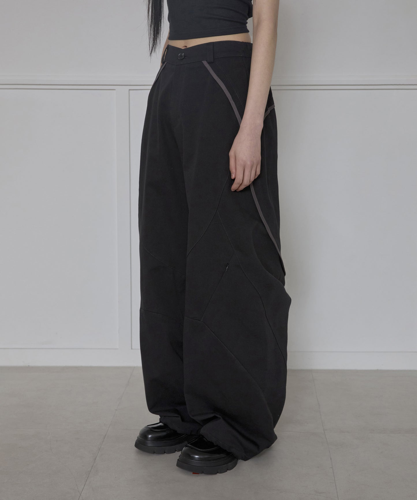 FLAREUP - Asymmetrical Wide Pants / Black