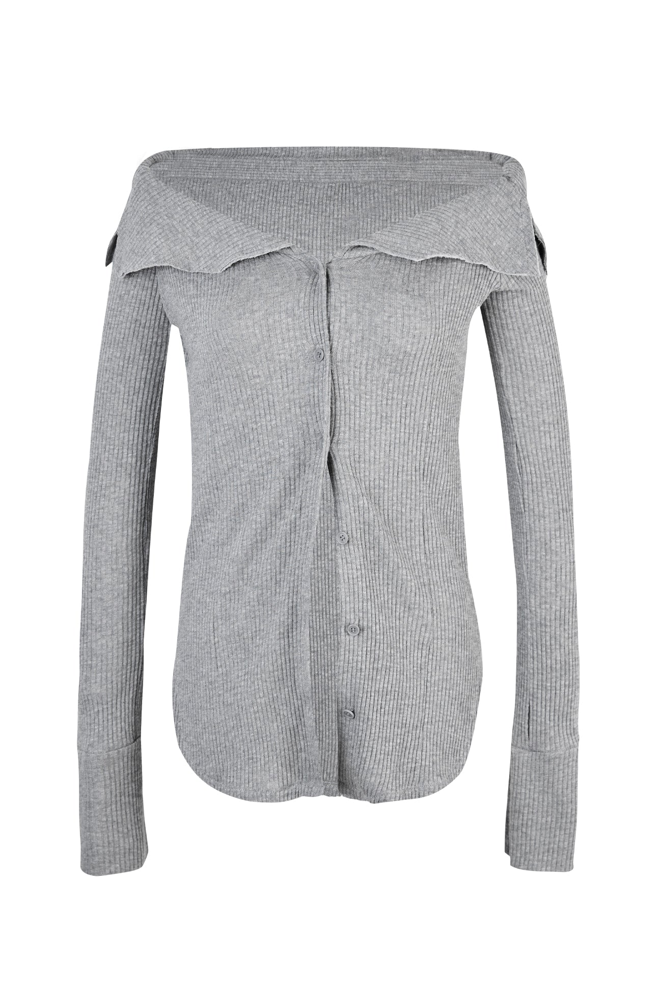 CERRIC -  OFF-SHOULDER CARDIGAN / GRAY