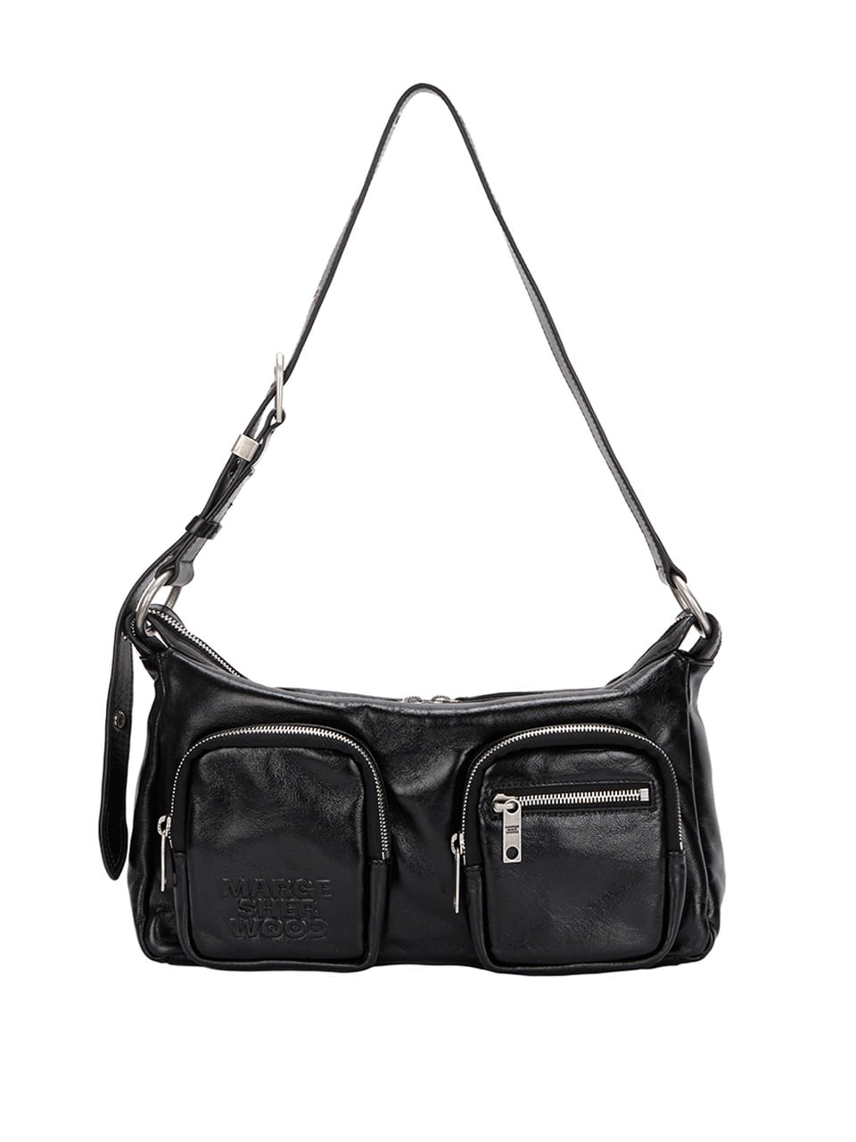 MARGESHERWOOD - OUTPOCKET HOBO_black glossy plain