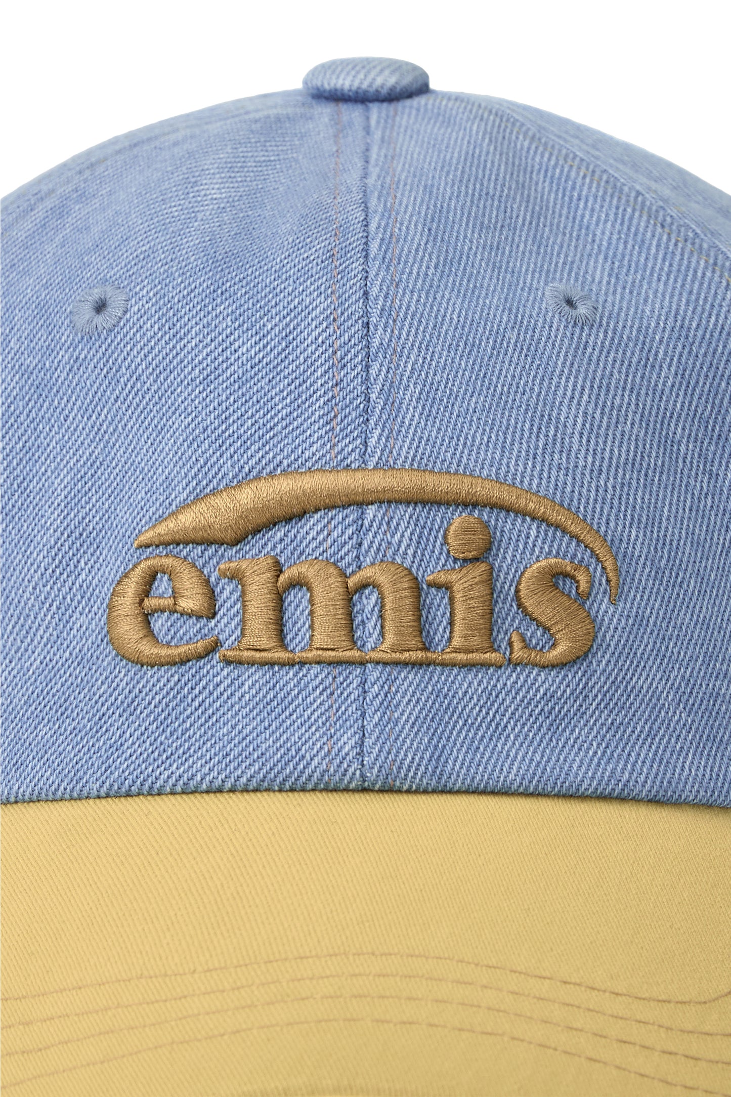 EMIS - WASHED DENIM BALL CAP-LIGHT BLUE DENIM/YELLOW