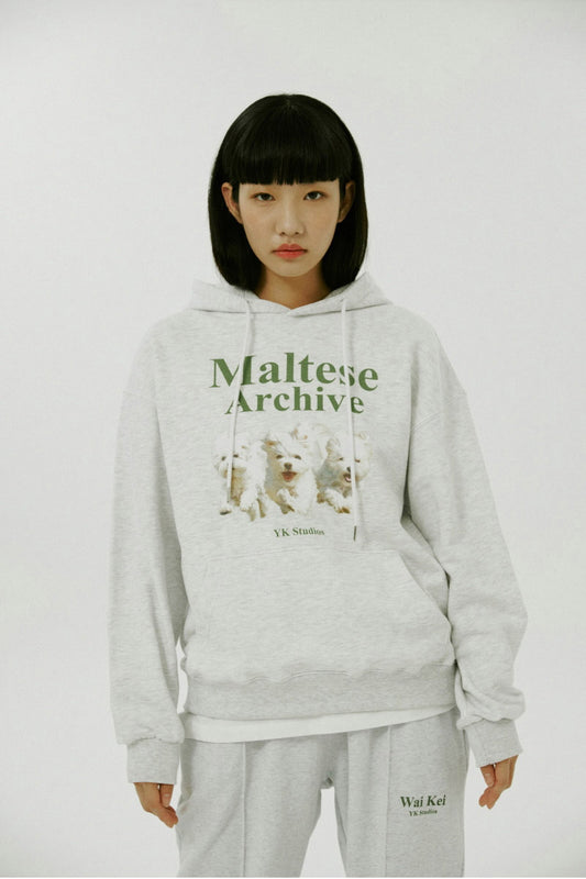 WAIKEI -  Maltese archive hood MELANGE WHITE