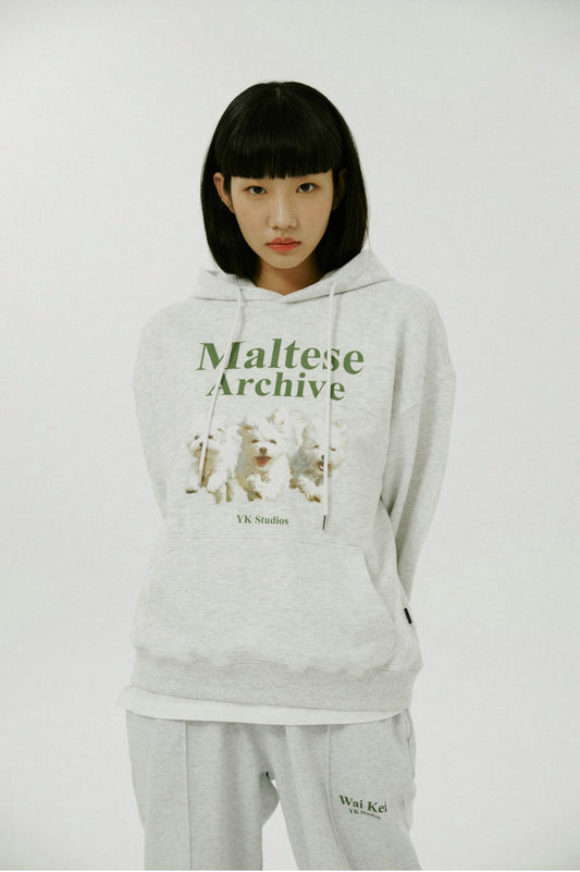 WAIKEI -  Maltese archive hood MELANGE WHITE