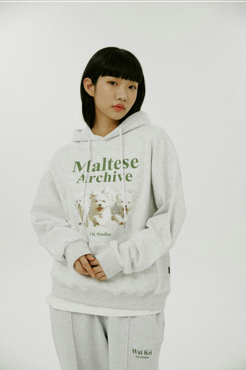 WAIKEI -  Maltese archive hood MELANGE WHITE