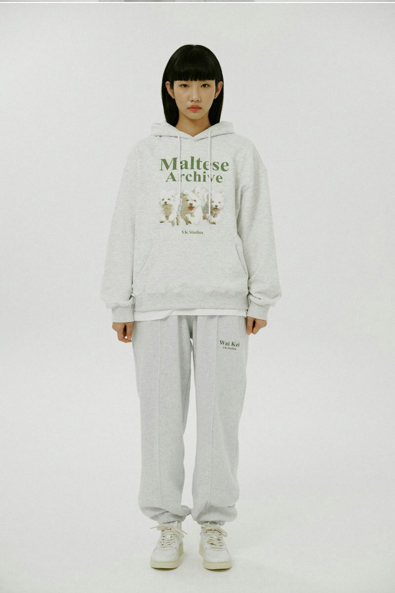 WAIKEI -  Maltese archive hood MELANGE WHITE