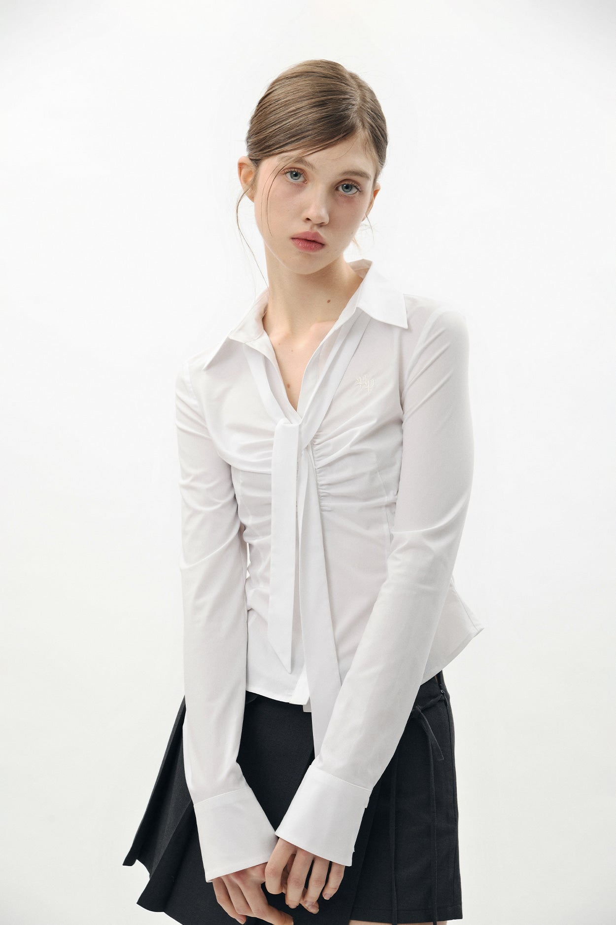 PAIN OR PLEASURE -  VIVIAN SCARF SHIRT white