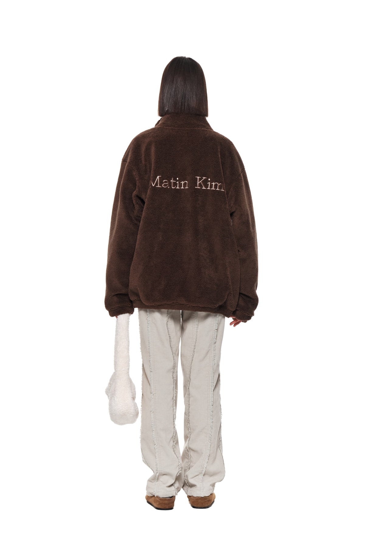 MATIN KIM -  MATIN FLEECE HIGH NECK JUMPER IN BROWN