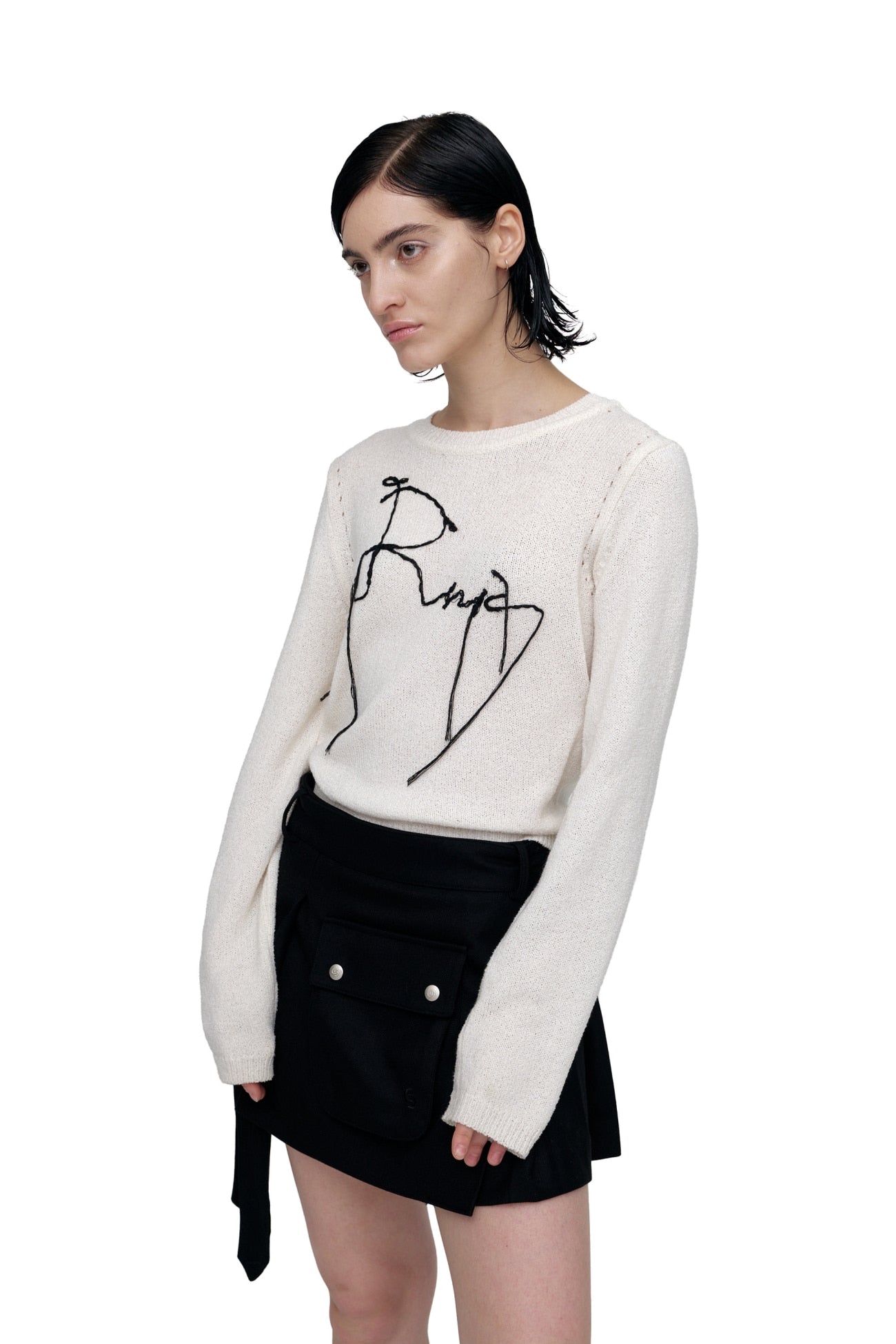 CERRIC -  DROP EMBROIDERY KNITWEAR / IVORY