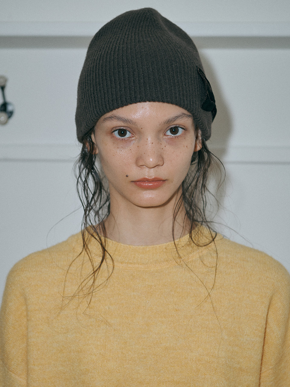 MARGESHERWOOD - RIBBON LOGO KNIT BEANIE_brown