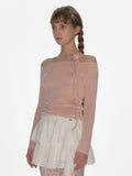 CRANK -  ROSE STRING OFF SHOULDER TOP_PINK